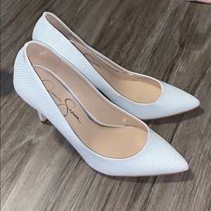 Jessica Simpson white heels